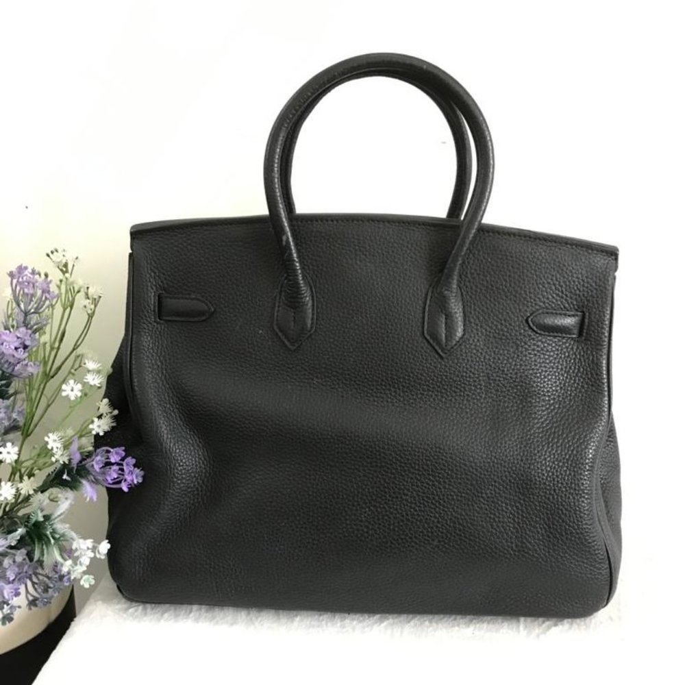Hermes Birkin Handbag Noir Clemence with Palladium Hardware 35 Black - Picture 2 of 11